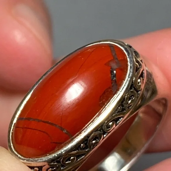 Vintage sterling silver red jasper ring size 8 - Picture 8 of 8